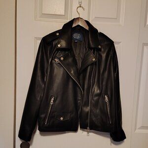 Scoop Faux Leather Moto Bomber Jacket Women's Size Large